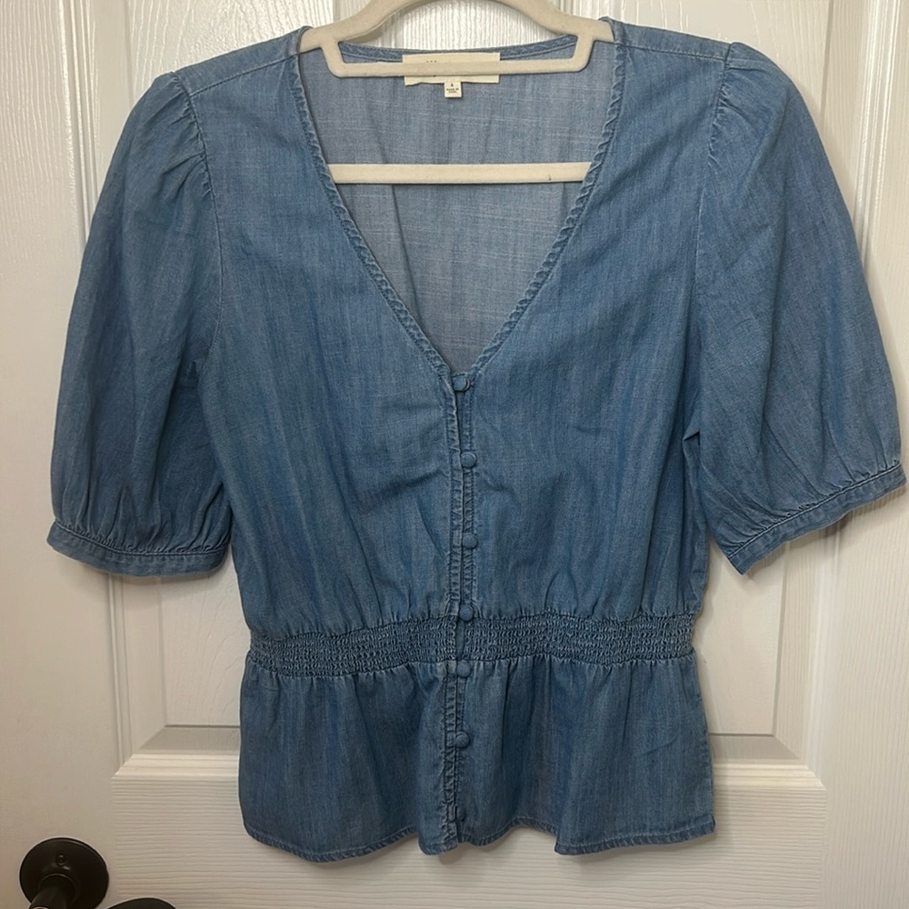 Madewell Denim Smocked-Waist Top (4)